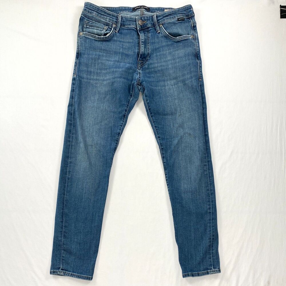 Mavi Jeans Jake Slim Leg Stretch Denim Mens 33x30 Blue Medium Wash Rockabilly